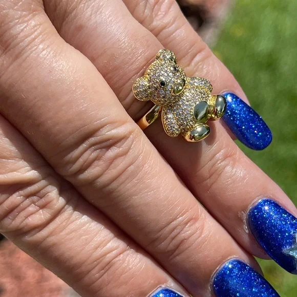 Fashion Bear 14K Gold Plated adjustable Ring - Picture 3 of 12